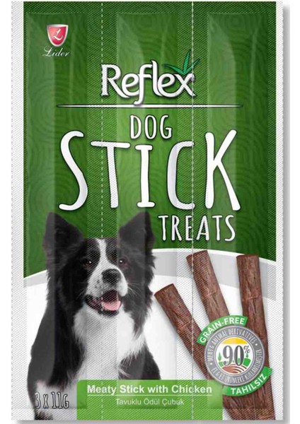 Stick Treats Tavuk Köpek Ağız Diş Bakım Plak Tartar Koku Ödül Mama Eğitim Maması Puppy Yetişkin Orta Büyük Irk Vitamin Mineral 3X11 gr Stick