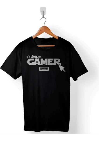 / Gamer Baskılı Basic T-Shirterkek / Kadın
