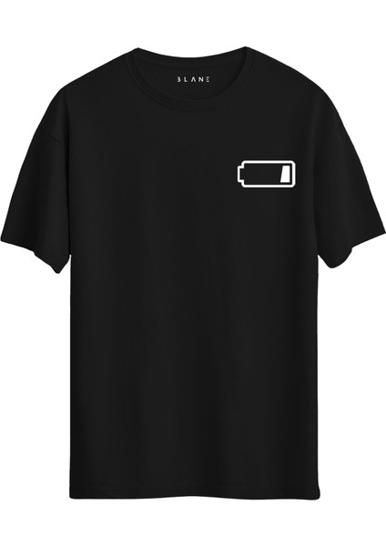/ Battery Baskılı Basic T-Shirt Erkek / Kadın