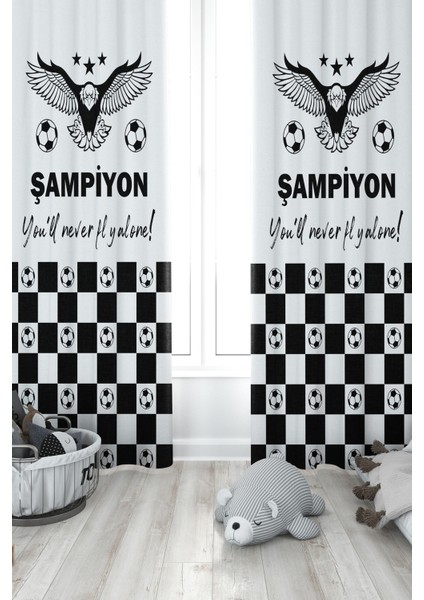 Bertille Home Çocuk Ve Bebek Odası Taraftar Futbol Serisi Fon Perde Tek Kanat (Child Room Curtain)