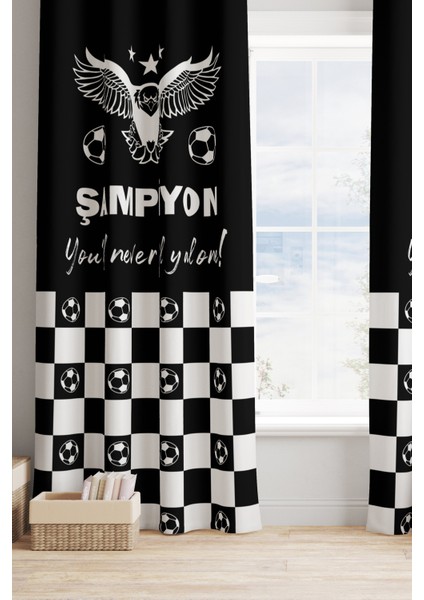 Çocuk Ve Bebek Odası Taraftar Futbol Serisi Fon Perde Tek Kanat (Child Room Curtain)