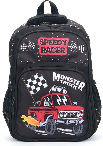 Monster Truck Okul Çantası + Beslenme + Kalemlik Arabalı Çanta Ilkokul Çantası Sırt Çanta