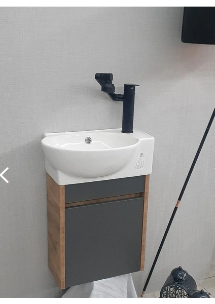 28*45 AdaGrup Çift Renk Mini Banyo Dolabı ve Lavabo