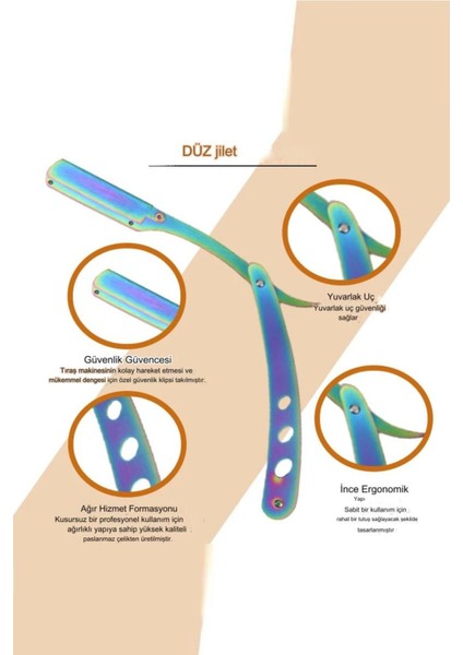 Tek Bıçaklı Metal Profesyonel Berber Usturası Saç Sakal Kesme Düzeltme Ergonomik Ustura Gümüş Rengi