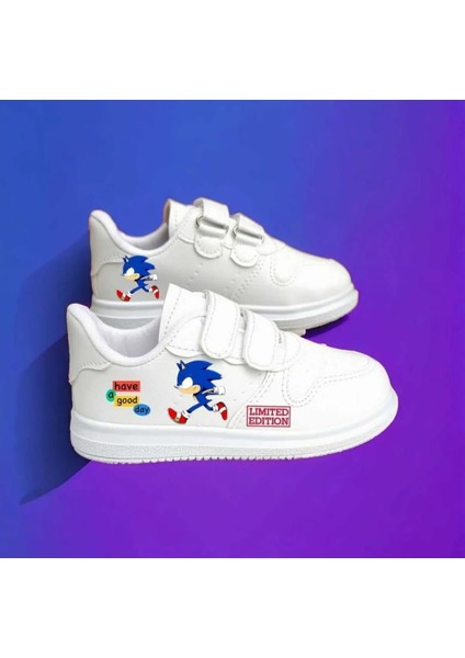 Hızlı Mavili Baskılı Erkek Çocuk Spor Ayakkabı Sneaker