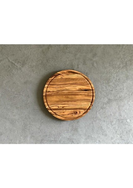 30 cm Ahşap Yuvarlak Oluklu Steak ve Pizza Tahtası
