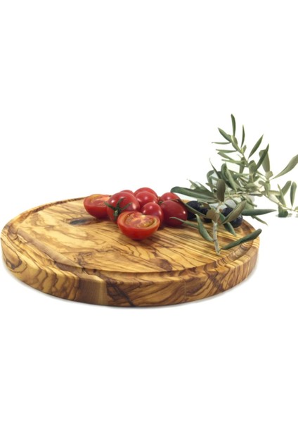 Yuvarlak ahşap steak ve pizza tahtası, 25 cm, kahverengi, tek parça