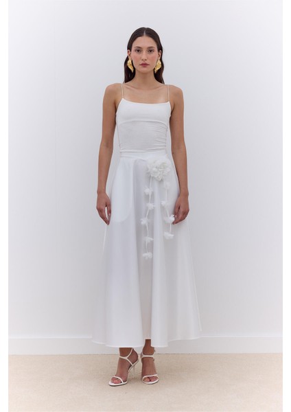 Saten Kloş Abiye Etek Ekru fiyatları