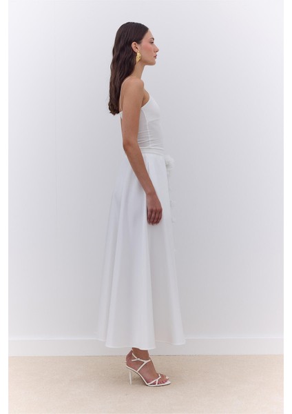 Saten Kloş Abiye Etek Ekru modelleri