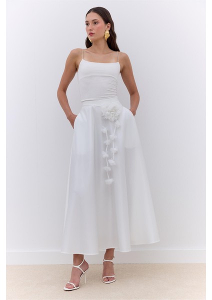 Saten Kloş Abiye Etek Ekru indirimleri