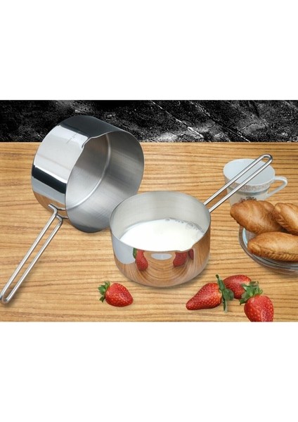 Çelik 2 Li Set Paslanmaz 430 Çelik Kaçerola Sütlük ve Sosluk 12-14 cm Gri Çelik 2