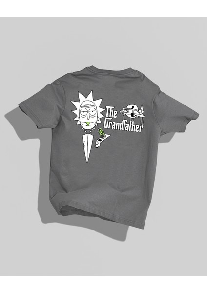 Rick And Morty The Grandfather Tasarımı Sırt Baskılı Yüksek Kalite Kompakt Oversize T-Shirt