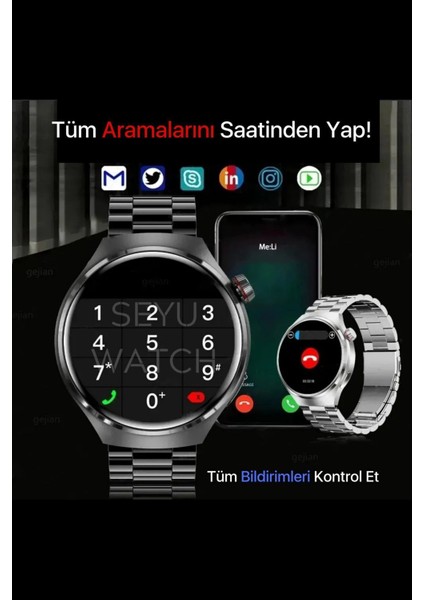 1 Yıl Hx Series V4 Suit Yuvarlak Akıllı Saat 7 Kordon Hediyeli Tüm Telefonlara Uyumlu Akıllı Saat Ç