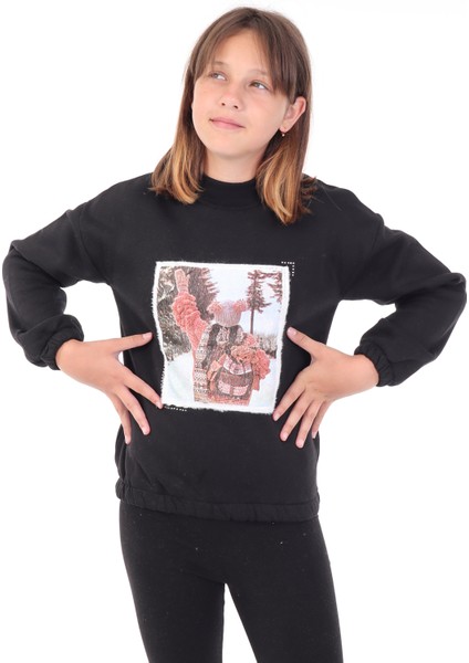 Kız Çocuk Baskılı Sweatshirt