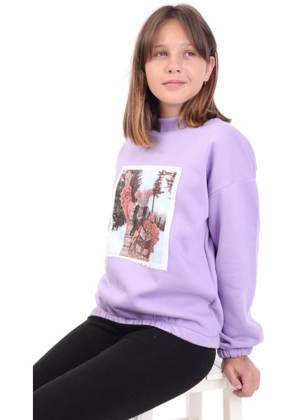 Kız Çocuk Baskılı Sweatshirt