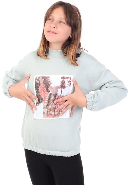 Kız Çocuk Baskılı Sweatshirt