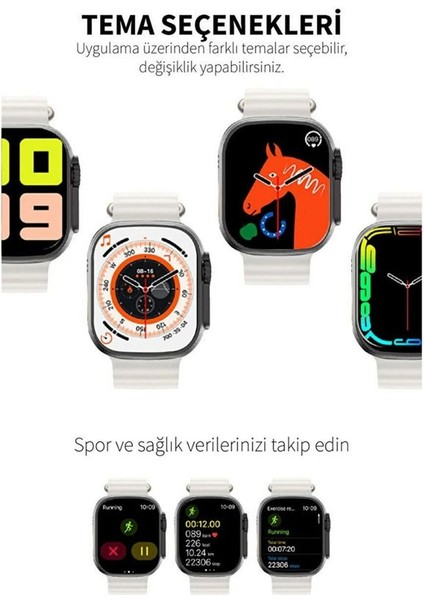 Gri Ultra Watch8 Aklı Saat Android Ios 1.99 Inç 45MM Yedek Kordon Hediyeli 45 mm Çok Renkli 800-100