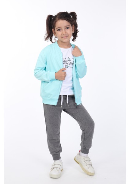 Kız Çocuk 3lü Baskılı Eşofman Takım