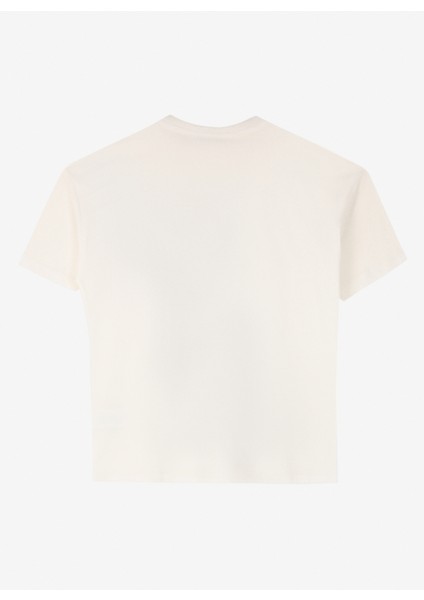 Bisiklet Yaka Nakışlı Kırık Beyaz Kadın T-Shirt F4WL-TST0356 fiyatları