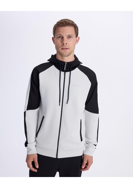Lacty Full Zip Erkek Siyah-Beyaz Regular Fit Fermuarlı Eşofman Üstü