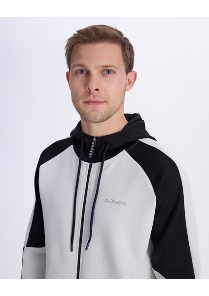 Lacty Full Zip Erkek Siyah-Beyaz Regular Fit Fermuarlı Eşofman Üstü