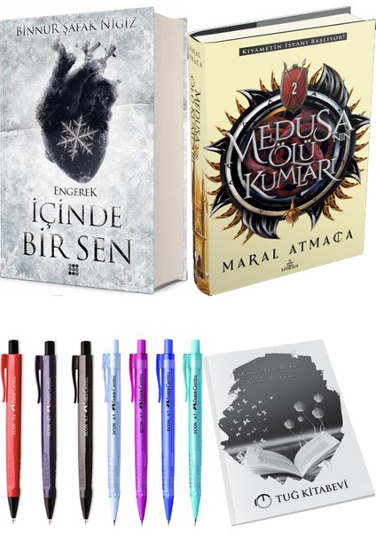 Medusanın Ölü Kumları 2 Ciltli Maral Atmaca ve Içinde Bir Sen 1 Engerek Ciltli Binnur Şafak Nigiz 2li Set