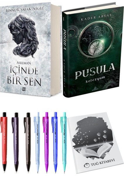 Pusula 1 Kolezyum Ciltli Kader Arvas ve Içinde Bir Sen 2 Asreman Ciltli Binnur Şafak Nigiz 2li Set