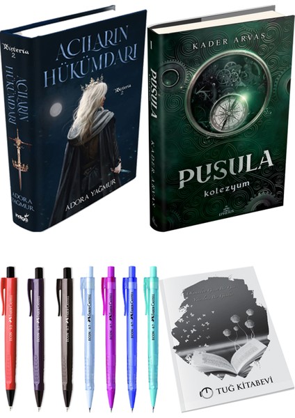 Pusula 1 Kolezyum Ciltli Kader Arvas ve Acıların Hükümdarı Ciltli Adora Yağmur 2li Set
