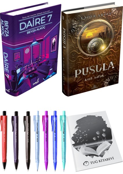 Pusula 2 Kızıl Şafak Ciltli Kader Arvas ve Daire 7 Ciltli Beyza Alkoç 2li Set