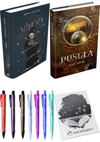 Pusula 2 Kızıl Şafak Ciltli Kader Arvas ve Mimoza Ciltli Işılsu Gültekin 2li Set