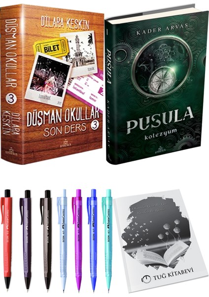 Pusula 1 Kolezyum Ciltli Kader Arvas ve Ephesus Düşman Okullar 3 Ciltli Dilara Keskin 2li Set