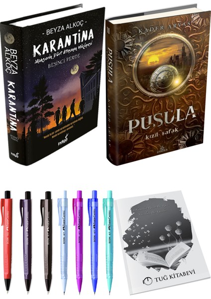 Pusula 2 Kızıl Şafak Ciltli Kader Arvas ve Karantina 5 Ciltli Beyza Alkoç 2li Set