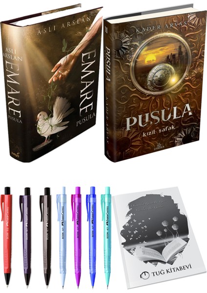 Pusula 2 Kızıl Şafak Ciltli Kader Arvas ve Emare Pusula Ciltli Aslı Arslan 2li Set