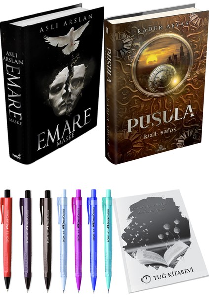 Pusula 2 Kızıl Şafak Ciltli Kader Arvas ve Emare Maske Ciltli Aslı Arslan 2li Set