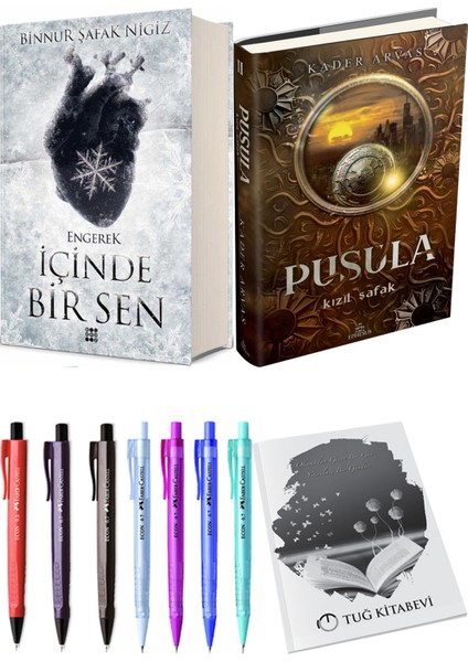 Pusula 2 Kızıl Şafak Ciltli Kader Arvas ve Içinde Bir Sen 1 Engerek Ciltli Binnur Şafak Nigiz 2li Set