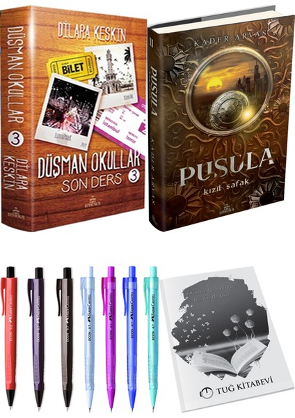 Pusula 2 Kızıl Şafak Ciltli Kader Arvas ve Ephesus Düşman Okullar 3 Ciltli Dilara Keskin 2li Set