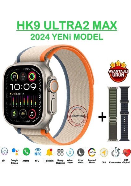 Yok Hk9 Ultra 2 Max 2024 Yeni Model (Watchos 10 Işletim Sitemi Chatgpt Amoled) Yok 300-400 Mah Ith