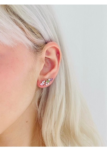 Tekli Pirinç ve Zirkon Taşlı Küpe Kadın Gümüş fiyatları