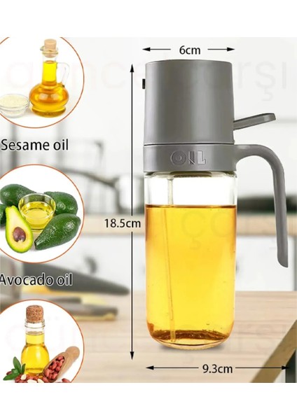 Güncel Çarşı 250 ml Yeni Nesil Sprey Yağdanlık Airfryer Çok Amaçlı Yağ Püskürtücü Yağlık Sosluk Sirkelik Limonluk