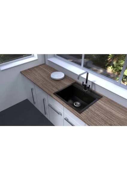 5 - 10 kg Siyah Granit Tek Gözlü Mutfak Evyesi 50X55 cm 0 - 30 cm 40 - 50 cm 25+ cm 2 Yıl Köşeli 1