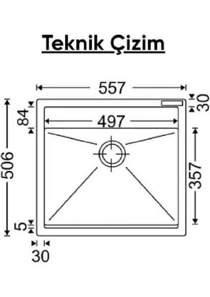 5 - 10 kg Siyah Granit Tek Gözlü Mutfak Evyesi 50X55 cm 0 - 30 cm 40 - 50 cm 25+ cm 2 Yıl Köşeli 1