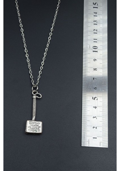 Gümüş Kaplama Thor Çekici Gümüş Kaplama Unisex Düz Zincir Kolye Kod 662 Gümüş fırsatları