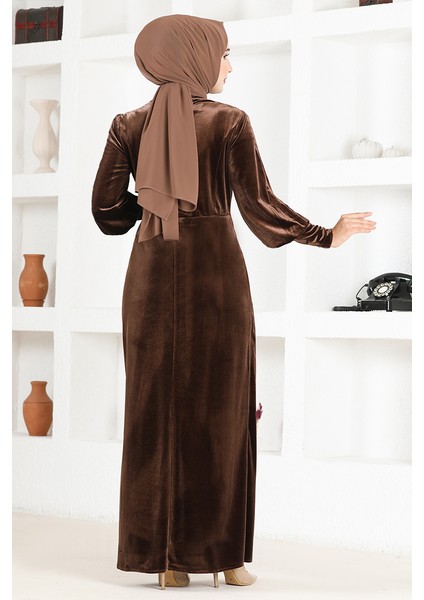 Taş Tokalı Kadife Abiye Elbise 2533 modelleri