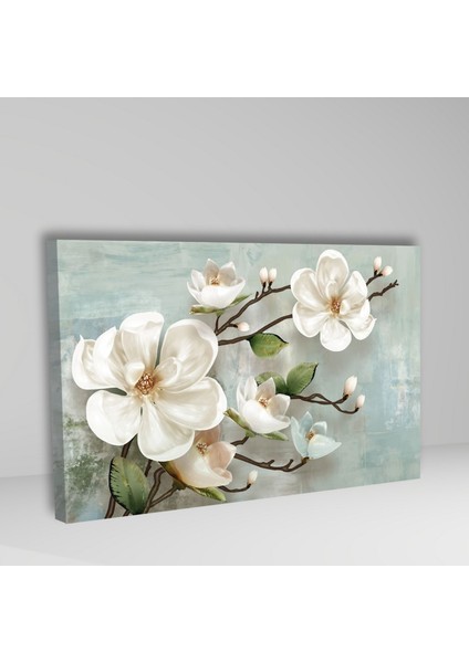 Tekli Yatay Kanvas Duvar Tablosu Gri Tabanlı Büyük Çiçekler fiyatları