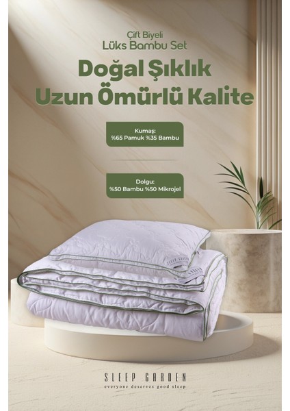 Bambu Tek Kişilik Biyeli Şık Lüks Yorgan-Yastık Set Ürün