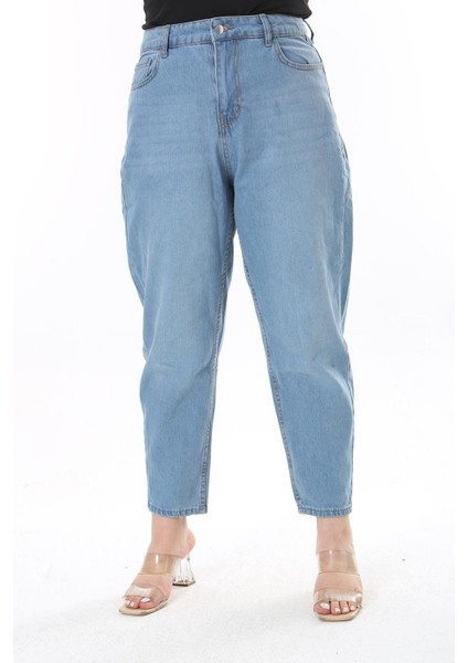 Kadın Büyük Beden Mavi 5 Cepli Kot Pantolon 65N38131 modelleri