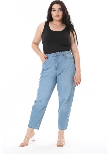 Kadın Büyük Beden Mavi 5 Cepli Kot Pantolon 65N38131 indirimleri