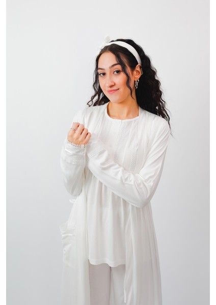 Nena Collection Pamuk Lohusa Sabahlık ve Pijama Takımı 24556