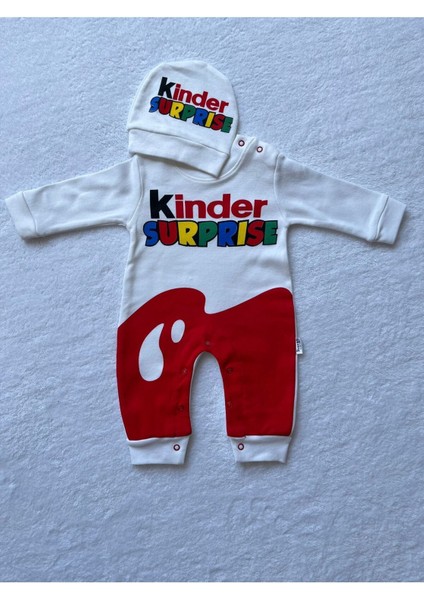 Sevimli Kinder Süpriz Unisex Bebek Şapka & Tulum Set
