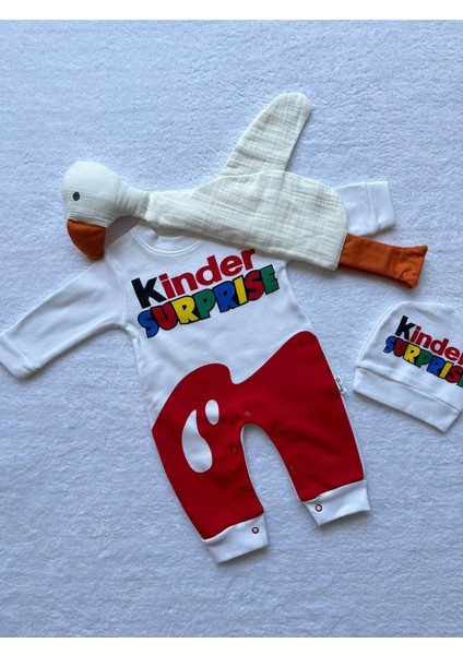 Sevimli Kinder Süpriz Unisex Bebek Şapka & Tulum Set